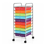 Costway Πολυλειτουργικό Μεταλλικό Τρόλεϊ με 10 Πολύχρωμα Συρτάρια 33 x 37 x 86 cm Costway HW52045MT