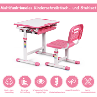 Costway  Παιδικό Γραφείο με Ρυθμιζόμενο Ύψος και Κλίση - Διαθέσιμο σε Γκρι, Μπλε και Ροζ Χρώμα HW65906PI