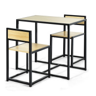 Costway Σετ Μεταλλικό Ορθογώνιο Τραπέζι Τραπεζαρίας με 2 Καρέκλες 90x47x76cm HW66477NA Καφέ