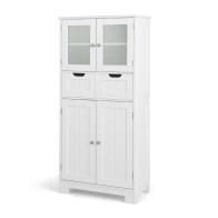 Costway Ξύλινο Έπιπλο με 2 Ντουλάπια και 2 Συρτάρια 60 x 30 x 128 cm JV10643WH