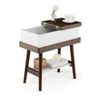 Costway Βοηθητικό Ξύλινο Ορθογώνιο Τραπέζι Σαλονιού με Αποθηκευτικό Χώρο 60 x 30 x 60 cm Costway JV10655DK