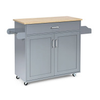 Costway Ξύλινο Τρόλεϊ Κουζίνας με Ντουλάπι και Συρτάρι 116 x 40 x 85 cm Χρώματος Γκρι KC51983GR