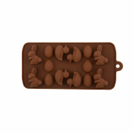 Θήκη Σιλικόνης αυγά,λαγοί,παπιά 14 θέσεων 21x10,5x1,9 εκ. Καφέ