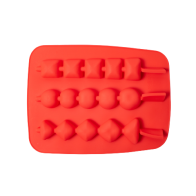 Φόρμα Σιλικόνης Παγωτό Ξυλάκι 3 θέσεων Κόκκινο 20 x 11 x 2 εκ.