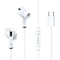 KAKUSIGA earphones με μικρόφωνο KSC-727 USB-C σύνδεση 14.2mm 1.2m λευκά