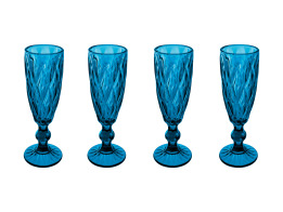 Casa Domani Ποτήρια Σαμπάνιας Τύπου Flute 165ml Deanna Μπλε- Σετ 4 Τεμαχίων Σε Συσκευασία Δώρου