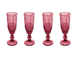 Casa Domani Ποτήρια Σαμπάνιας Τύπου Flute 165ml Gabriella Ροζ- Σετ 4 Τεμαχίων Σε Συσκευασία Δώρου