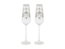 Maxwell &Williams Ποτήρια Κρασιού 240ml Ασημί Γυάλινα White Christmas Σετ 2 Τεμαχίων -Σε Συσκευασία