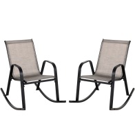 Costway  Δύο Άνετες Κουνιστές Καρέκλες Εξωτερικού Χώρου με Εργονομικό Σχεδιασμό και Ανθεκτικό Μεταλλικό Σκελετό NP11080CF-2
