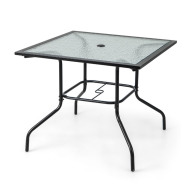 Costway Τετράγωνο Μεταλλικό Τραπέζι Εξωτερικού Χώρου με Γυάλινη Επιφάνεια 89 x 89 x 72 cm Costway NP11211