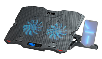 POWERTECH βάση & ψύξη laptop PT-1346 έως 15.6" 2x 125mm LED fan μαύρη