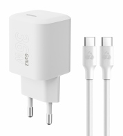 POWERTECH φορτιστής τοίχου PT-1350 με καλώδιο USB-C 36W GaN λευκός