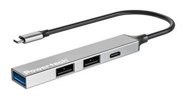 POWERTECH USB hub PT-1412 4x θυρών USB 3.2 5Gbps USB-C σύνδεση γκρι