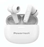 POWERTECH earphones με θήκη φόρτισης PT-1432 True Wireless 35/300mAh λευκά