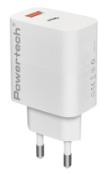 POWERTECH φορτιστής τοίχου PT-1437 USB/USB-C 20W GaN λευκός