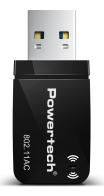 POWERTECH ασύρματος USB αντάπτορας δικτύου PT-1450 1300Mbps dual band WiFi