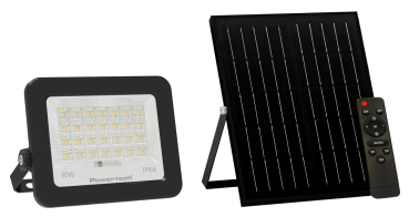 POWERTECH LED ηλιακός προβολέας PT-1461 με τηλεχειριστήριο 30W 4000K 400lm IP66