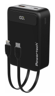 POWERTECH power bank PT-1504 με καλώδια & οθόνη 20000mah 22.5W μαύρο