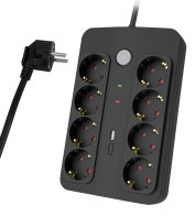 POWERTECH πολύπριζο ασφαλείας PT-1535 8 θέσεων με USB & USB-C θύρες 16A 1.5m μαύρο