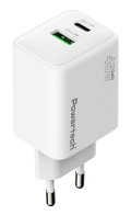 POWERTECH φορτιστής τοίχου PT-1551 USB/USB-C 45W GaN AVS λευκός