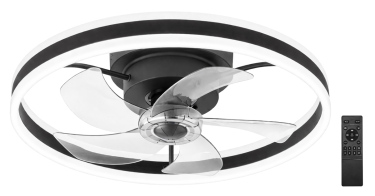 POWERTECH ανεμιστήρας οροφής PT-1560 με LED φως 45W Φ50x20cm μαύρος