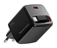 POWERTECH φορτιστής τοίχου PT-1572 με πτυσσόμενο καλώδιο USB-C 45W GaN μαύρος
