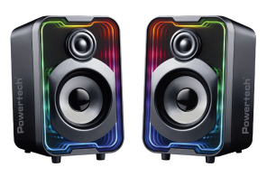 POWERTECH ηχεία PT-1575 με RGB φωτισμό 2x 5W Bluetooth & USB/USB-C μαύρα
