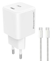 POWERTECH φορτιστής τοίχου PT-1577 με καλώδιο USB-C 65W GaN AVS λευκός