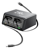POWERTECH σταθμός φόρτισης PT-1623 USB/3x USB-C/2x USB-C καλώδια GaN 160W μαύρος