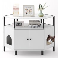 Costway Ντουλάπι Γάτας με Διπλή Πόρτα και Επιπλέον Χώρο Αποθήκευσης PV10136WH