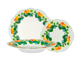 Casa Domani Σερβίτσιο 12 Τεμαχίων Πράσινο Jardino Scallop Σε Συσκευασία Δώρου-Πορσελάνη