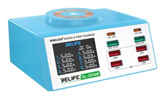 RELIFE σταθμός φόρτισης RL-309AW 6x USB/2x USB-C/wireless 100W λευκός