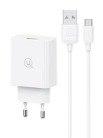 USAMS φορτιστής τοίχου SCXLTZ01 με καλώδιο micro USB USB 18W λευκός
