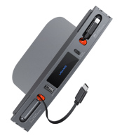 USAMS φορτιστής αυτοκινήτου US-SJ649 για Tesla(3/Y) με 2x καλώδια USB/USB-C θύρες 60W γκρι