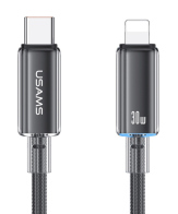 USAMS καλώδιο Lightning σε USB-C US-SJ659 30W 480Mbps 1.2m μαύρο