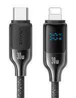 USAMS καλώδιο Lightning σε USB-C SJ741 30W 480Mbps 1.2m μαύρο