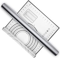 Sugar Love Σετ Ανοξείδωτος Πλάστης ζαχαροσπλαστικής 45 εκ. και Επιφάνεια Σιλικόνης 60x40