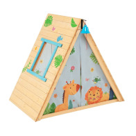 Costway Παιδική Ξύλινη Τριγωνική Σκηνή με Τοίχο Αναρρίχησης 115 x 77 x 100 cm Costway TS10054