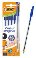 BIC στυλό διαρκείας ballpoint Cristal Original 1mm μύτη μπλε 5τμχ