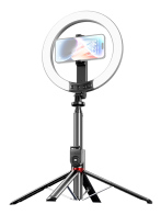 USAMS φωτιστικό δαχτυλίδι LED ZB323 με τρίποδο & βάση smartphone μαύρο