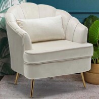 BAKAJI  Πολυθρόνα Καρέκλα Χαλάρωσης σε Ύφασμα και Μέταλλο Επενδυμένη Μοντέρνος Σχεδιασμός Γκρι Χρυσό  02838274