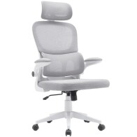 BAKAJI  Καρέκλα Γραφείου από Ύφασμα Αντιιδρωτικό Ανοιχτό Γκρι και Λευκό Πολυθρόνα Γραφείου  02840755