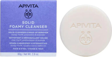 Apivita Solid Foamy Μπάρα Σαπουνιού Καθαρισμού Προσώπου & Ματιών 80gr