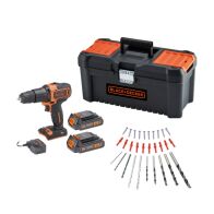 Black & Decker Σετ Κρουστικό Δραπανοκατσάβιδο Μπαταρίας 18V 2x1.5Ah