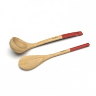 Cookut Κουτάλα Και Κουτάλα Σούπας Σετ 2 Τεμαχίων Ξύλινες Με Λαβή Passion Κόκκινη