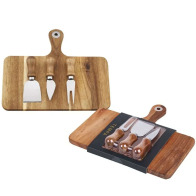 Tempa Πιατέλα Πλατώ Σερβιρίσματος Ακακίας 25X29X1.5cm Με 3 Μαχαίρια