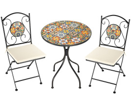 Bakaji 02841276 Σετ Πτυσσόμενο Τραπέζι και Καρέκλες με Μαξιλάρι Μωσαϊκό