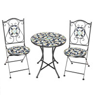 Bakaji 02841277 Σετ Τραπέζι και Πτυσσόμενες Καρέκλες Τραπεζάκι Σχεδιασμός Μωσαϊκό Μπλε