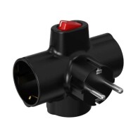 Telco KF-ZB-01/03K Αντάπτορας Ταφ 3 Θέσεων με Διακόπτη Mαύρος