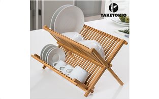 TakeTokio πιατοθήκη bamboo Πτυσσόμενο Στεγνωτήριο πιάτων από μπαμπού 42x32x26cm